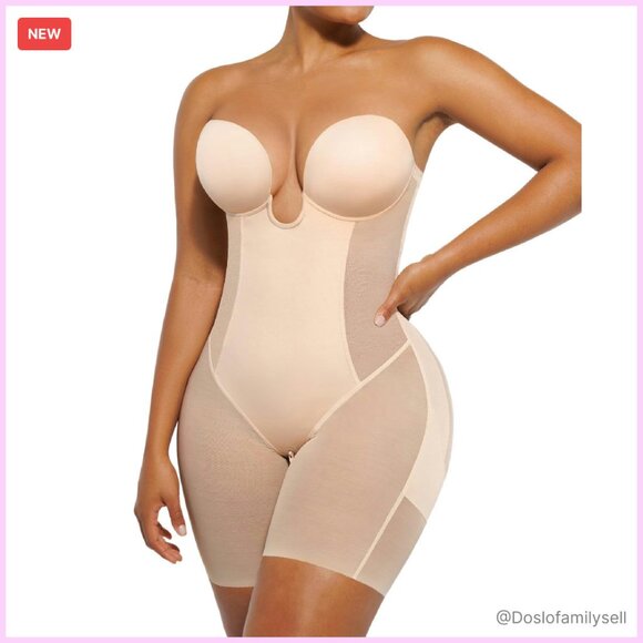 Strapless Shapewear Corset Tummy Control Backless Bodysuit Mid Thigh Full Body